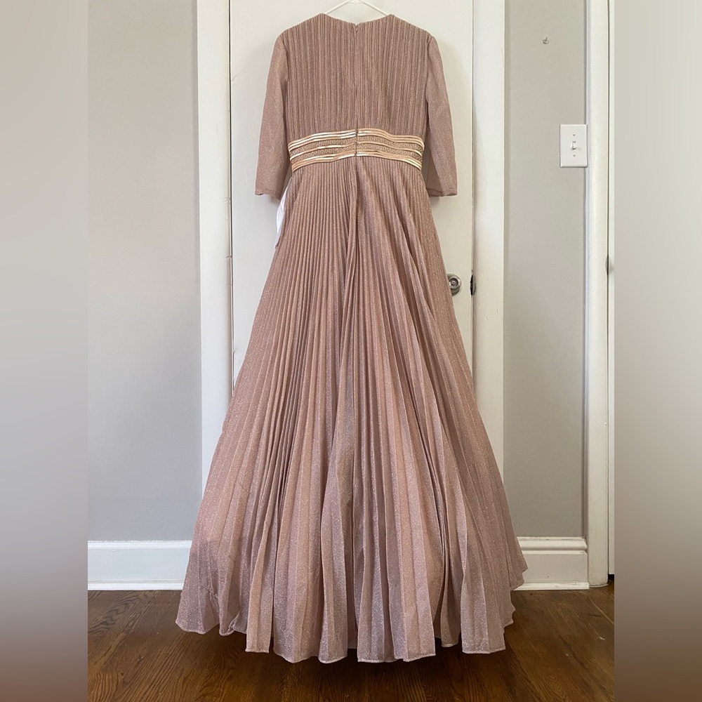 MAC DUGGAL Shimmering Pleated A-Line Pink Rose Gold Tulle Ball Gown 30700 Sz 10 - Picture 11 of 16